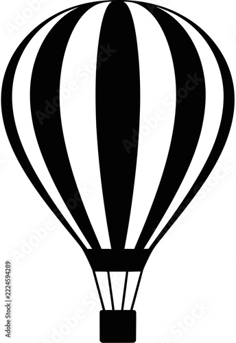 Black and white hot air balloon silhouette design