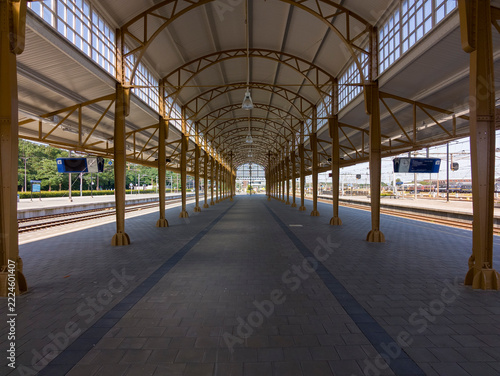 Netherlands - 10 september 2026, Amersfoort: Wooden Canopy Interior Hall of Amersfoort Train Station
