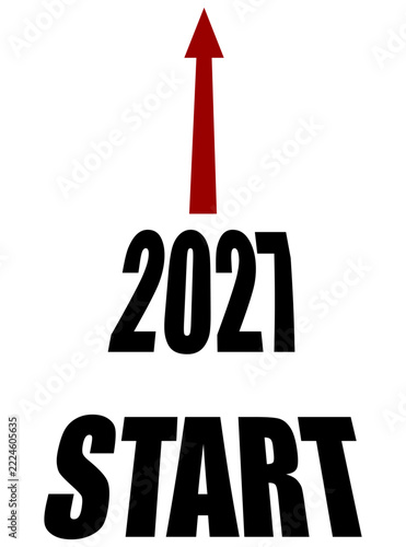New year 2027 start vector typography illustration with pointing up arrow for business growth and goals