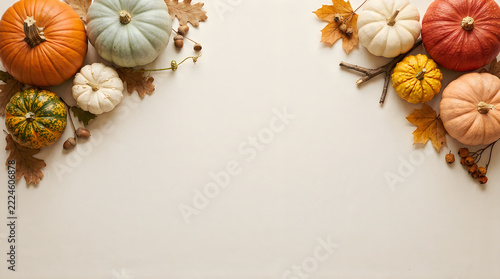 Assorted fresh autumn fruits and vegetables