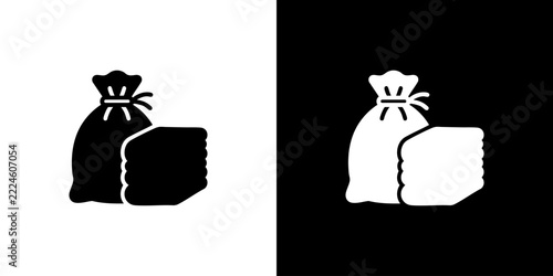 Money Bag and Cash Stack Icon Set