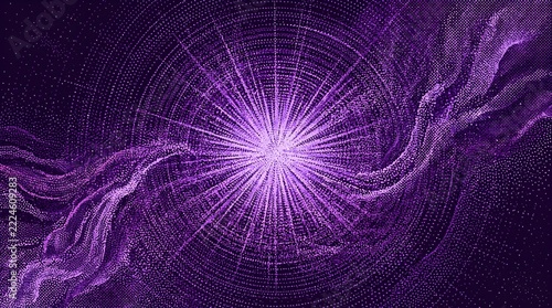 Amethyst Nebula Blast Pointillism Supernova Cosmic Background with Glowing Particle Dotwork Texture for Album Covers Web Design Graphics