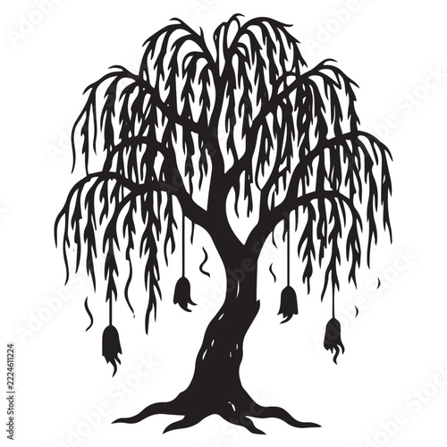  weeping Halloween willow tree with drooping