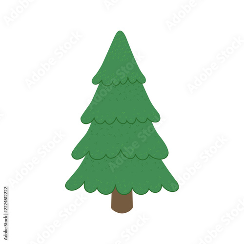 Green Christmas tree isolated on white background. Vector illustration.