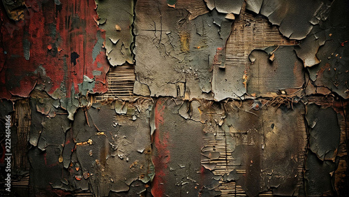 Old wall with peeling paint and cracks, grunge texture background.