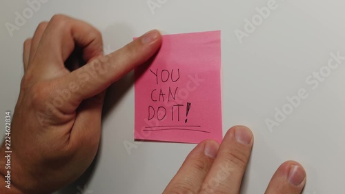 YOU CAN DO IT! Message on a Pink Sticky Note