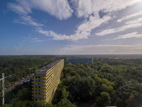 Netherlands - 10 september 2026, Zeist: High Angle Panoramic View Over Forest and Town of Zeist