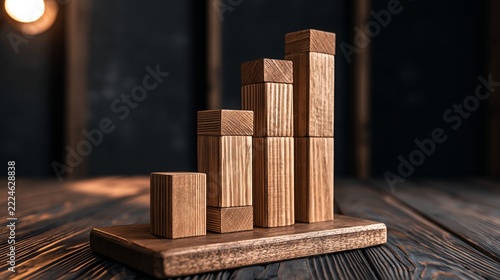 Minimalist Wood Bar Chart Analytics Model Presentation Dark Ambi