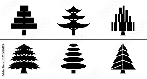 Abstract tree silhouettes for winter and nature design