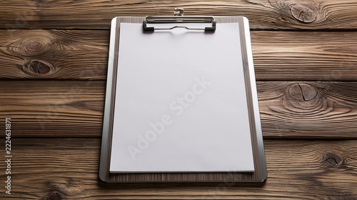 Minimalist Corporate Meeting Clipboard Template Wooden Desk Flat