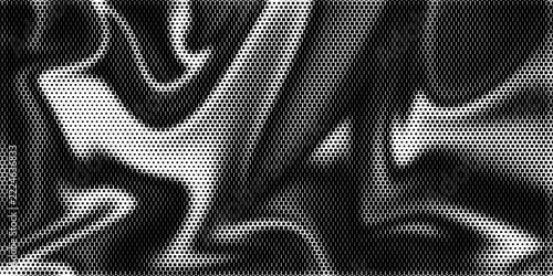 Black and white distressed square halftone pattern featuring abstract liquid camouflage graphic texture abstract vector background eps10