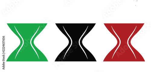 Hourglass-Shape Abstract Geometric Symbol Set in Green Black and Red Minimalist Symmetrical Design