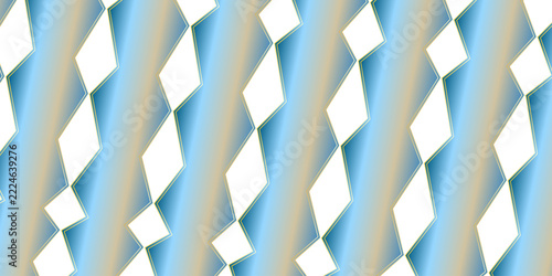 Gradient blue and yellow vertical diamond pattern background with geometric vector shapes.