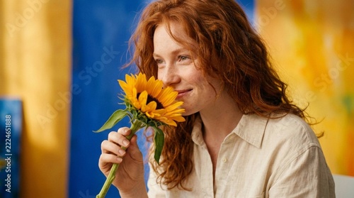 girl with yellow flower