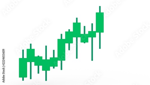 Bright green financial trading candlestick chart showing a bullish market trend on a clean white background