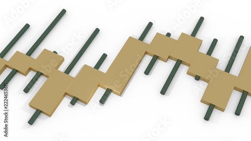 Minimalist golden and dark green financial trading chart symbolizing corporate investment and market value