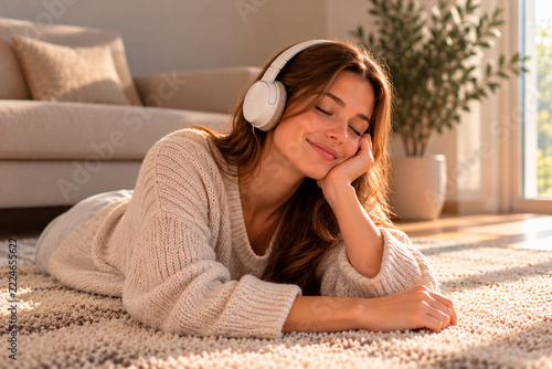 young woman relaxing on sofa