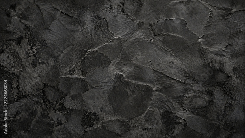 Dark Black Concrete Texture with Weathered Charcoal Plaster and Industrial Detail