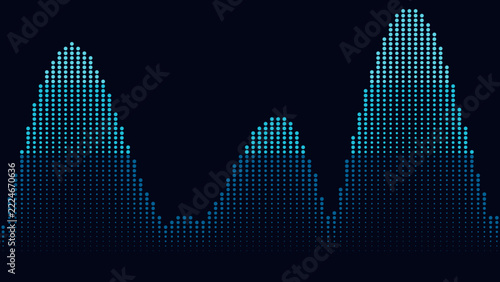 Blue dotted digital wave graph representing data analysis on a dark background