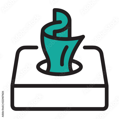 Tissue Box Icon with Single Tissue Dispensed