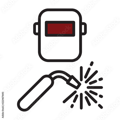 Welding Mask and Torch Icon Illustration