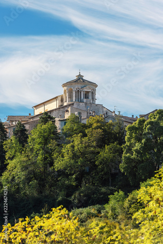 Veduta di Capranica Prenestina - Roma - Lazio - Italia. Il cupolino del Bramante della chiesa di Santa Maria Maddalena