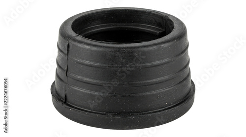 Fotografie Black rubber stopper with grooved design for industrial use