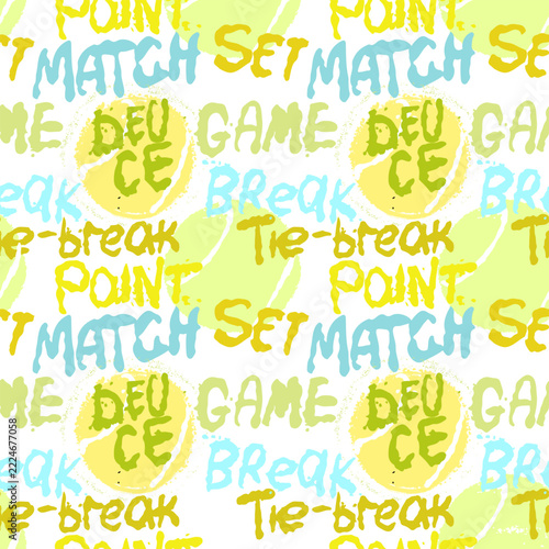 Vector pattern with tennis balls and text