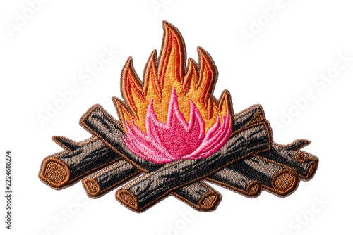 Campfire patch embroidered wood fire design