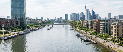 Modern European Cityscape with River and Skyline View Frankfurt Am Main