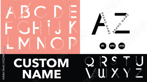 Alphabet Typography Set Featuring Modern Minimalist Lettering Styles for Creative Branding and Graphic Projects