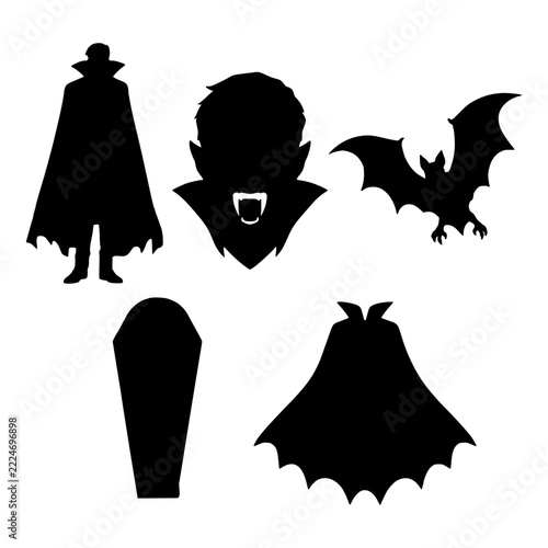 Vampire set Silhouette Vector Illustration