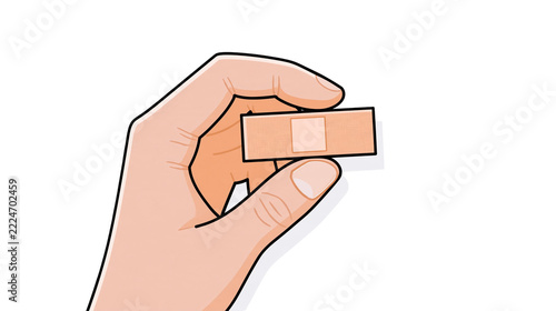 Fotografie Isolated human hand holding a single medical adhesive bandage plaster for wound