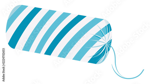 Fotografie Isolated festive blue and white striped cracker, wrapped candy, or firework with