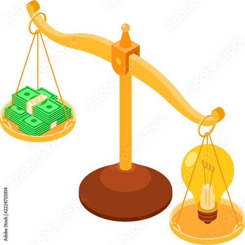 Money for Idea concept with scales