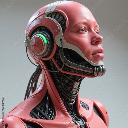 Cybernetic Android Head and Neck with Exposed Mechanics