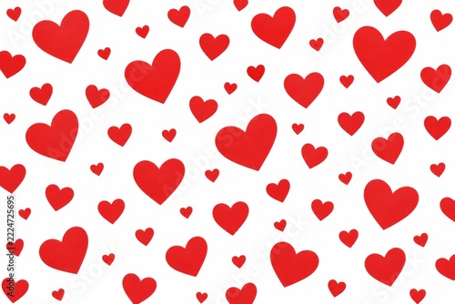 Scattered Red Hearts on White Background for a Classic Valentine Pattern