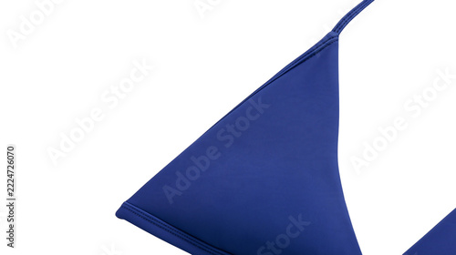 Isolated blue triangle bikini top, stylish summer beachwear for women, modern swim fashion
