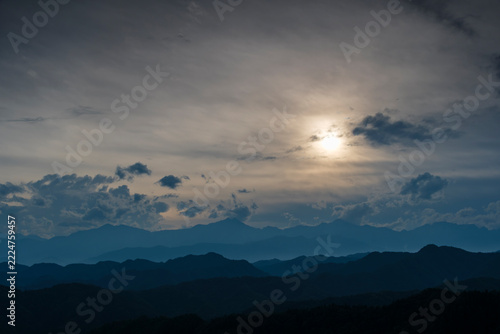 北アルプスの夕日