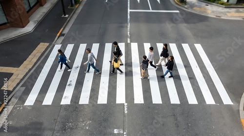 Urban Crosswalk People Crossing City Street