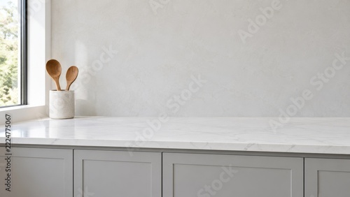 Modern kitchen counter with generous lateral copy space