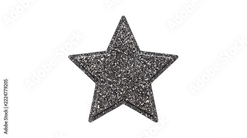 Black Glitter Star Shape Isolated On Transparent Background