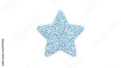 Blue Glitter Star Sticker Isolated On Transparent Background
