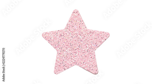 Pink Glitter Star Isolated On Transparent Background