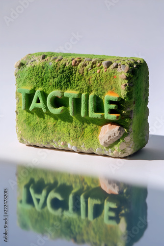 Moss Covered Typography Block with Organic Green Texture