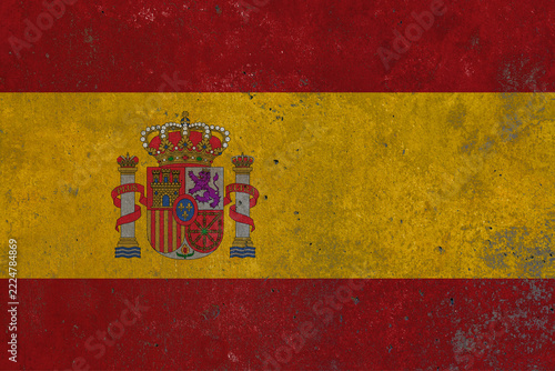Spain flag painted on grunge concrete wall texture