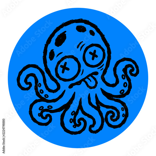 Drawn Cartoon Dead Octopus Illustration