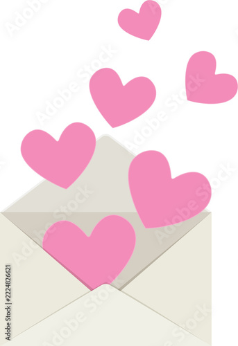 Love Letter with Pink Hearts, valentine's day, vector design