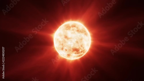Glowing celestial body emitting radiant solar flares in the deep darkness of outer space 4K Generative AI