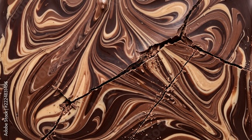 Swirled chocolate and peanut butter fudge broken into pieces showing marbled patterns on surface
